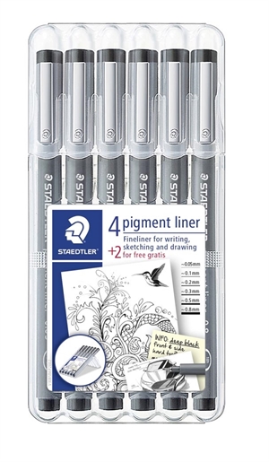 Staedtler Fineliner pigment liner ass sort (6)

Staedtler Fineliner pigment liner est un assortiment de couleurs (6)